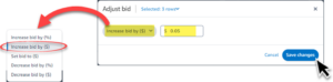 Increase bid by
