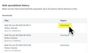 Bulk Spreadsheet History