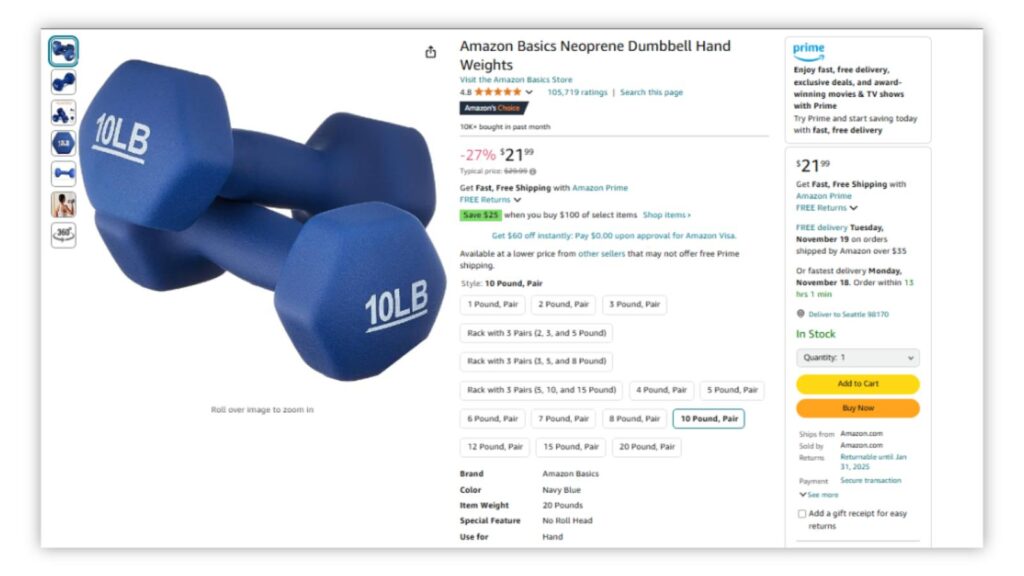 Best selling products on amazon - amazon basics - dumbbells